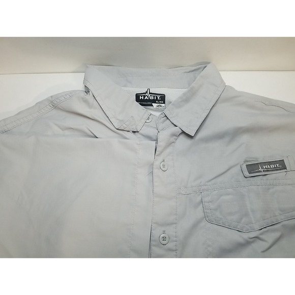 Habit Mens Button Up Shirt 40+ SPF Solar Factor Short Sleeve XL - Picture 1 of 7